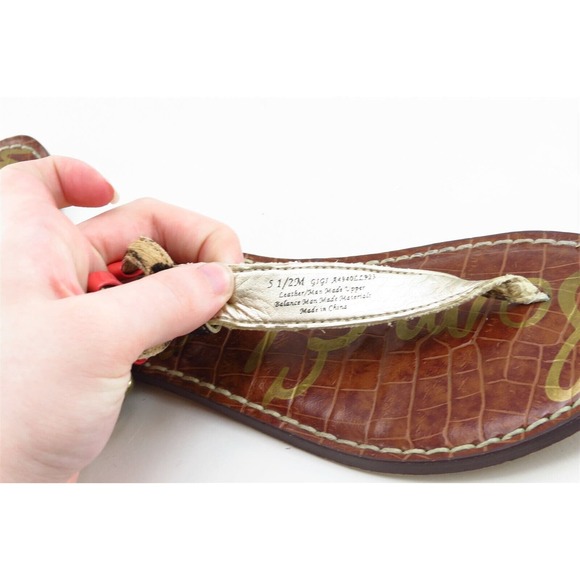 Sam Edelman Sz 5.5 M Brown Thong Leather Women Sandals Gigi - Picture 6 of 8